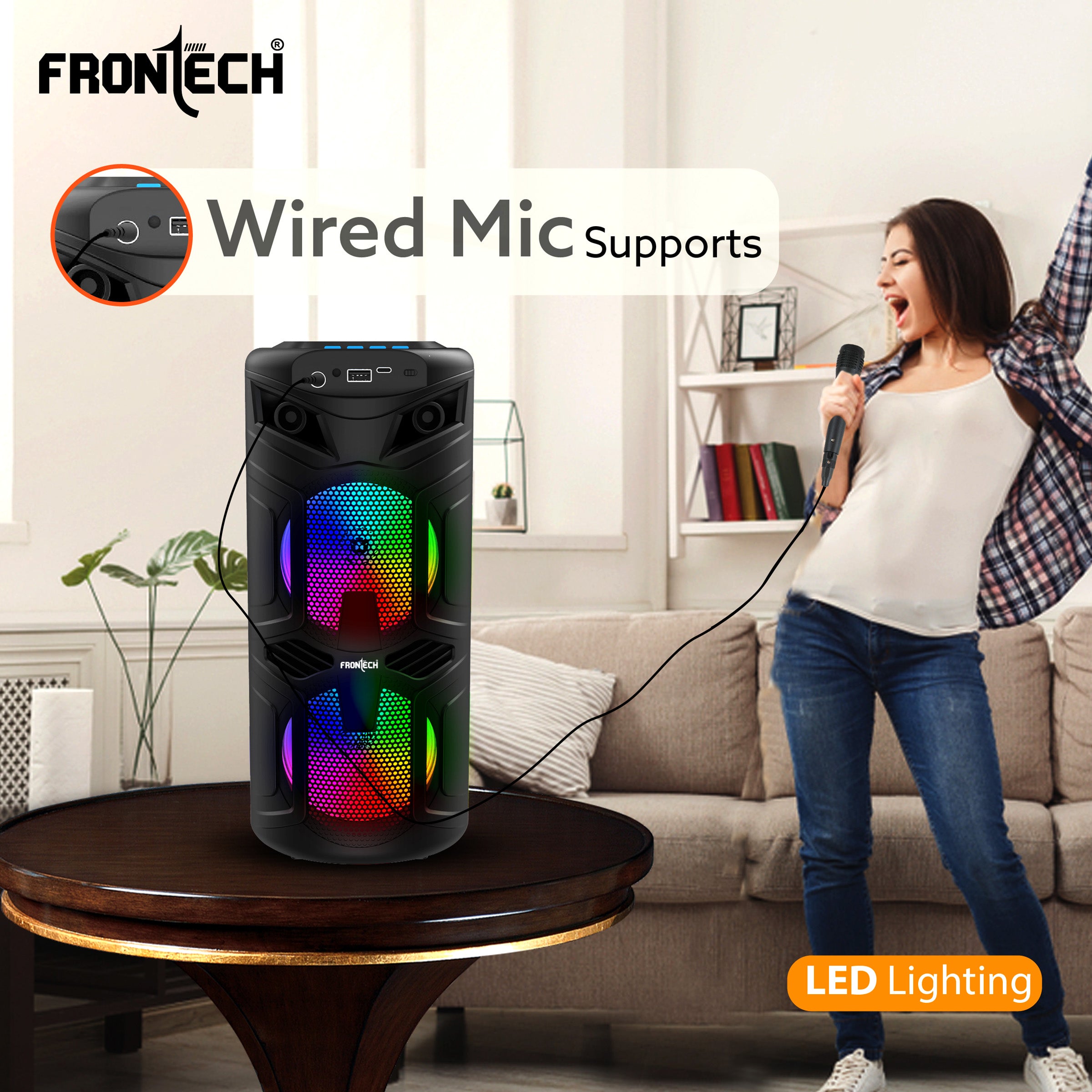 Frontech Wireless Bluetooth Speaker with RGB Lights (SW-0068) Frontech Wireless Bluetooth Speaker with RGB Lights (SW-0068)